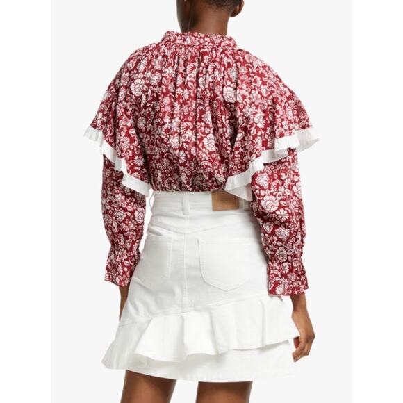 See by Chloé Red Printed Ruffle Blouse IT 34 / US XS – Elegant Designer Top - Picture 9 of 13